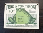 Vintage Frog In Your Throat Porcelain Adv Sign Tickle Cough Ande Rooney 1986 USA