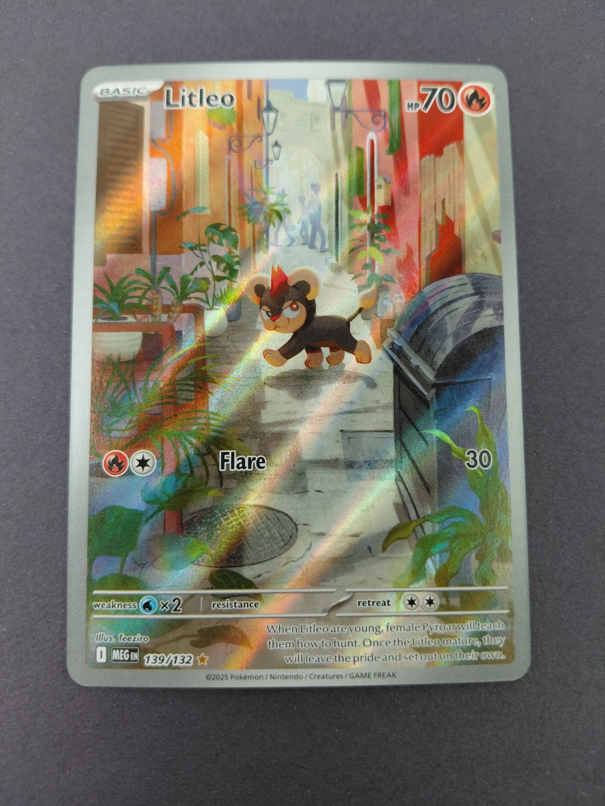 Pokémon TCG Litleo 139/132 Me01: Mega Evolution Basic 70HP Rare Holo Card B