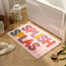 Pink Splish Kids Bath Rug 20x32 Inch Microfiber NonSlip Washable Funny Mat