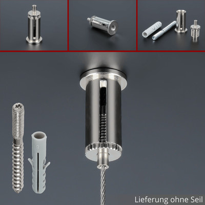 Drahtseilhalter Messing vern. Ø16x35mm Schlitz Seilhalter Stockschraube M6  