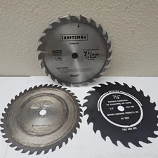 Lot of 3 Used Circular Saw Blades 7 1/4 Craftsman & Howard Combination/Crossc AG