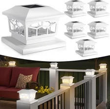 6 Pack Solar Post Cap LED Lights For 4x4 5x5 6x6 Post Outdoor Fence Waterproof