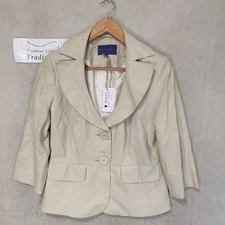 Autonomy Jacket/Coat Womens UK 12 Beige Brown 55% Linen Summer Wedding Wear