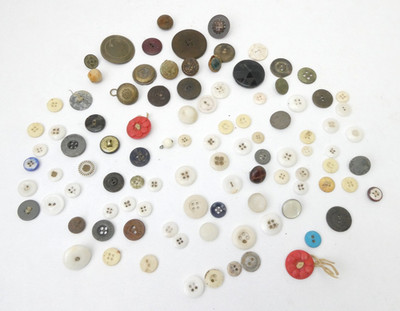 Large Mixed Vintage Antique Buttons Lot Mixed Materials Sewing Craft Repair