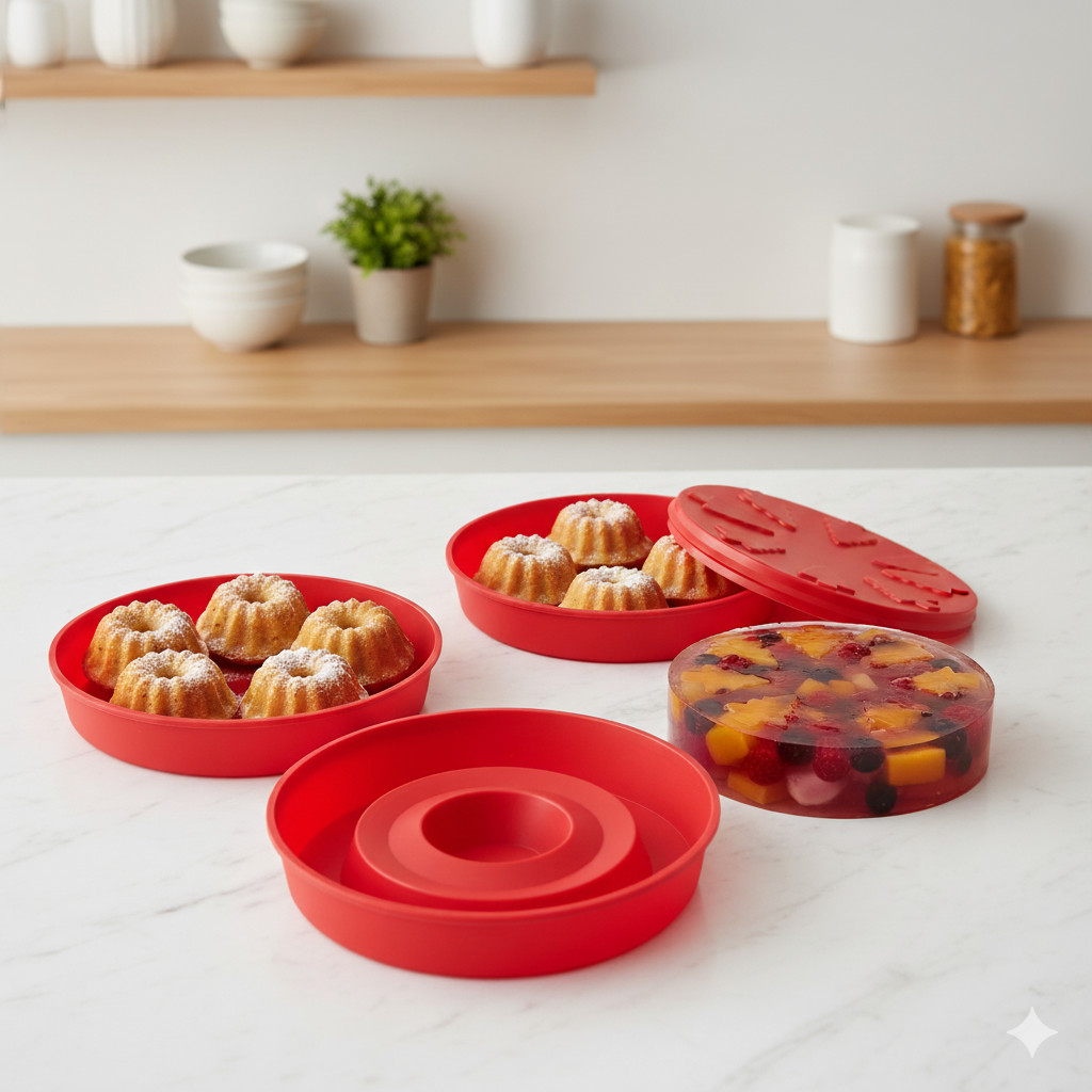 QVC 3D-Backform Tannenbaum aus Silikon Ø 25cm, 3tlg