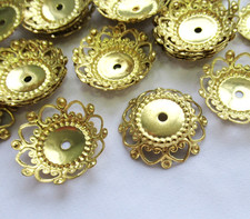 50pcs Large 25mm Heart Bead Caps Raw Brass Findings for Jewelry Making