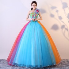 Hot Women Colorful Banquet Evening Dress Performance Dress Fashion Dress Party