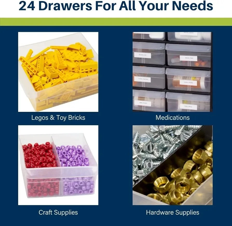 Akro-Mils 10124 24-Drawer Plastic Drawer Storage Cabinet for Garage Organization - Image 3 of 4