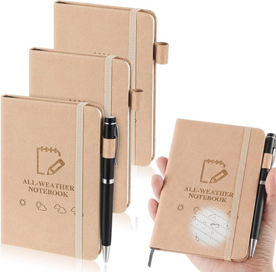 3 Packs Waterproof Notebook 4'' X 6'' Stone Paper Notebook All-Weather Small Pocke