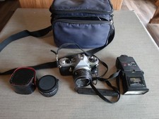 VINTAGE PENTAX ME SUPER 35MM CAMERA EXTRA LENS WITH BLUE CASE