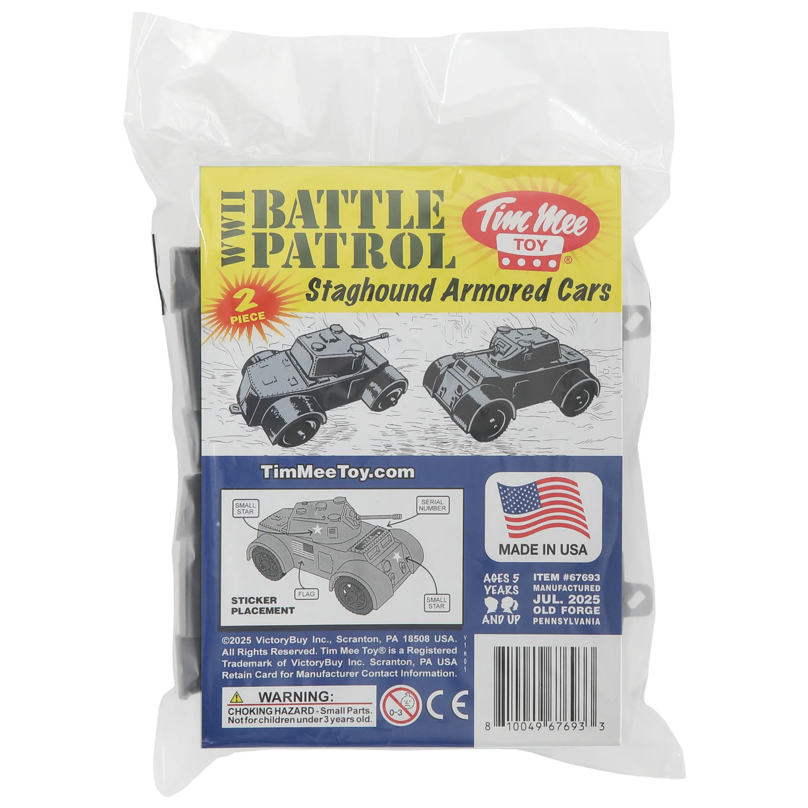 TimMee Processed Plastic Staghound Gray Armored Car Tim Mee Army Men Vehicles US