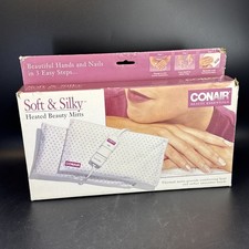 Conair Soft  Silky Heated Beauty Mitts With Box Pink  White Smooth Hands