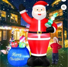 8Ft Christmas Inflatable Santa Claus With LED Light Blow Up Outdoor Yard Decor