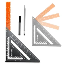 Preciva Foldable Carpenter Square Ruler, 12" (1/16" Scale) Aluminum Alloy Raf...