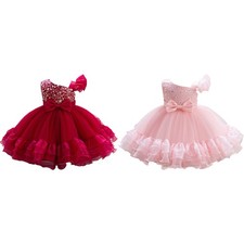 Baby Girls Pageant Formal Party Ruffles Bowknot Sequin Princess Dress Wedding
