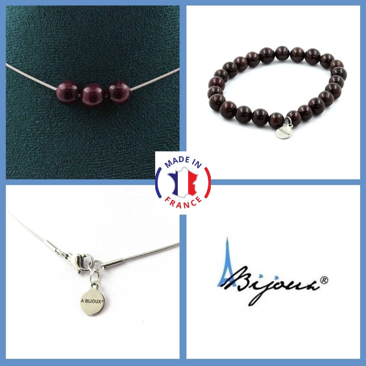 Bijoux grenat véritable collier et bracelet en minéraux précieux de qualité A