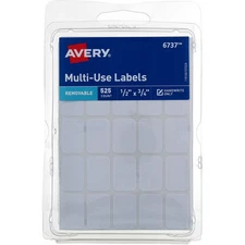 6 Pack Avery Multi-Use Labels, 0.5in X 0.75in, Removable, White 6737, 525 Ct