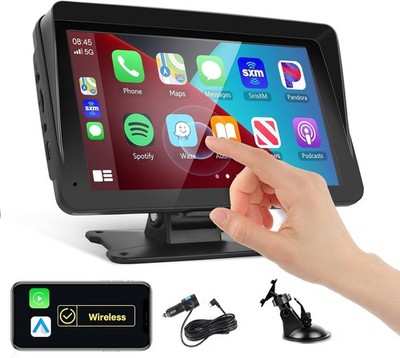 Podofo Portable Car Stereo Wireless Carplay Android Auto,7 Inch 7 inch, Black 