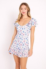 Love Shack Fancy Kodie Dress Small Floral Smocked Ruffle Mini Romantic Tea Dress