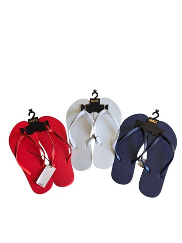 Lot Of 3 Pairs Mixit Flip Flops Womens 7/8 White Red Glitter Blue Glitter Sandal