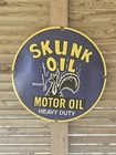 VINTAGE SKUNK OIL MOTOR OIL PORCELAIN ENAMEL  DEALERSHIP SIGN 30"