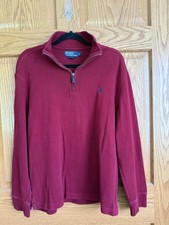 Polo Ralph Lauren Mens L 1/4 Zip Pullover Knit Sweater Red Preppy Old Money