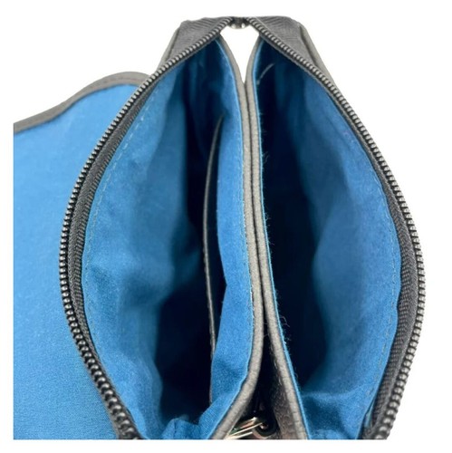 Genuine Scottish Harris Tweed MINI CROSSBODY BAG - turquoise herringbone - Picture 3 of 3