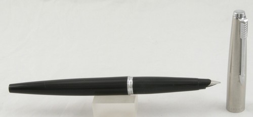 Parker 45 Black w/Stainless Steel Cap & Chrome Trim Fountain Pen - Fine Nib -USA