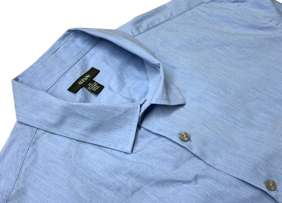 ALFANI XXL Blue Shirt Short Sleeved Men's 98% Cotton 2% Spandex - image 3 of 4