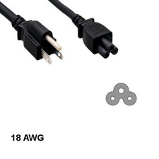 10pc 1' 3 Prong Notebook AC Power Cord NEMA 5-15P to IEC60320 C5 18AWG 10A/125
