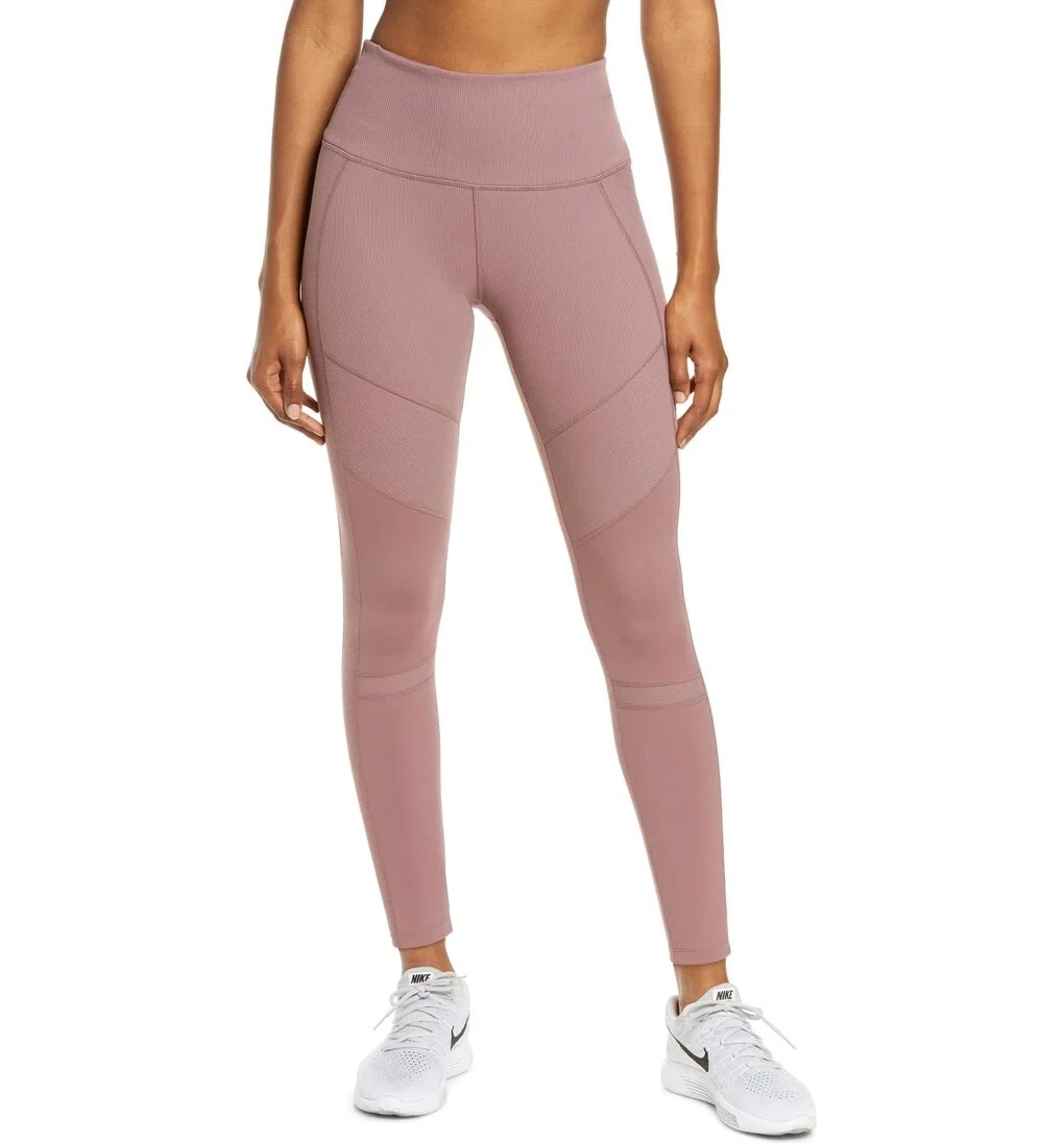 NEW Zella Moto Ribbed High Waist Ankle Leggings - Purple Taupe - Small