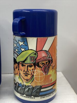 Vintage GI Joe 1987 Blue Lunch Box Plastic Complete With Thermos
