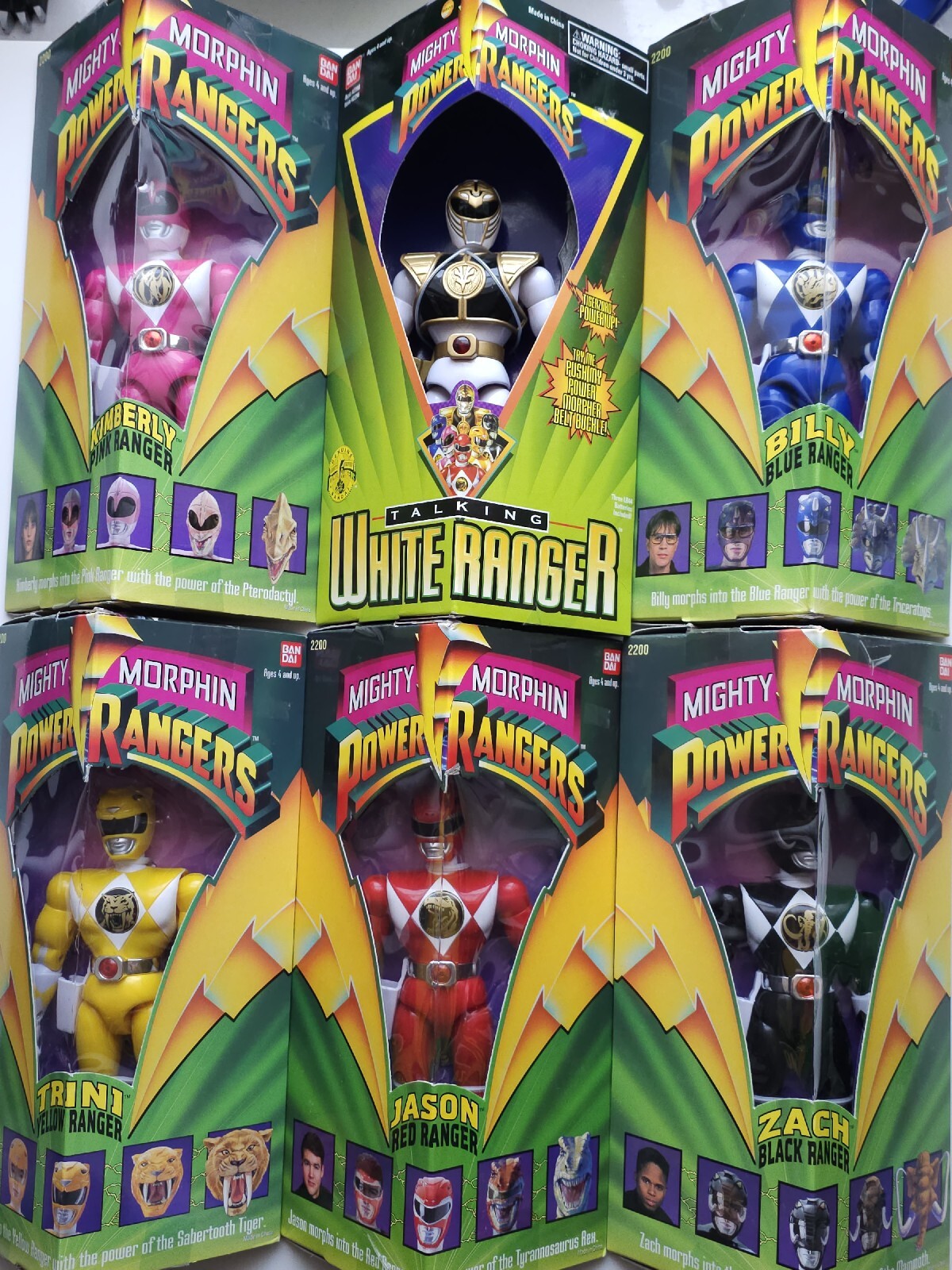 X6 Bandai Mighty Morphin Power Rangers MMPR 8&rdquo; Inch Action Figures Lot