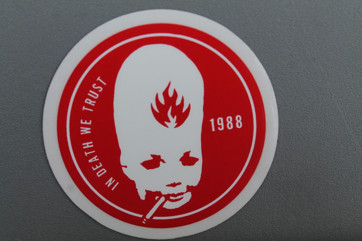 Black Label Skateboard Smoking Baby 1988 Red Z86B Vintage