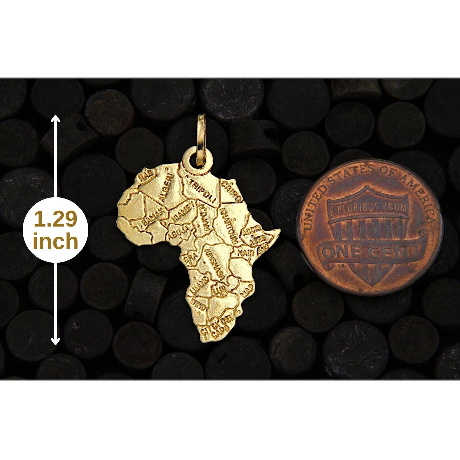 18k yellow gold africa map pendant