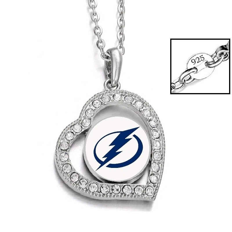 Tampa Bay Lightning Womens Sterling Silver Link Chain Necklace With Pendant D19 - Image 2 of 4