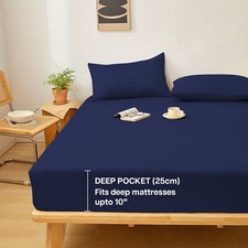 Extra Deep 25 cm Full Fitted Sheet Bed Sheets Single Double King Super King Size