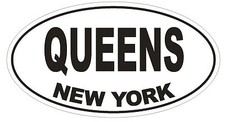 Queens New York Oval Bumper Sticker or Helmet Sticker D1478 Euro Oval