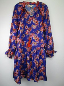 blue dress with orange flowers