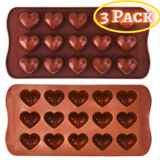 3 Pack Wax Melt Mould Silicone 15 Love Hearts Chocolate Soap Mold Baking