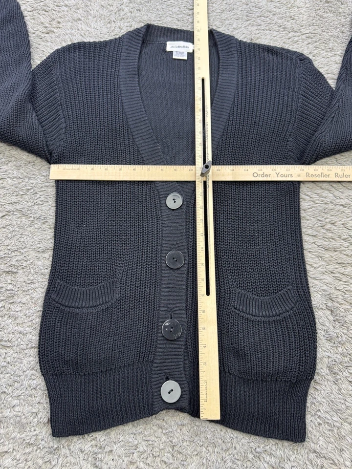 JH коллекционные свитер женщин маленький черный ребристый коренастый вязаный бабушка кардиган винтажный - Изображение 4 из 4