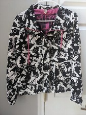 Womens Empyre Black & White Graphic Jacket Coat Sz Large Y2k
