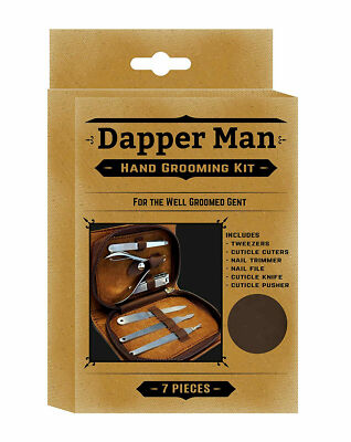 DAPPER MAN 7-piece mens hand grooming kit with leather case NEW!