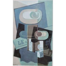 JUAN GRIS BOOKPLATE PRINT STILL LIFE WITH A DIE CUBISM Modern Art Vintage 1962