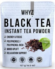 WHYZ Strong Black Tea Powder 4.5 oz, Zero Sugar Black Tea, Boost Energy & Health