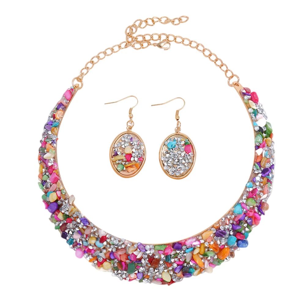 VETEMENTS Set Orecchini Collana Colorati Miss Abbigliamento Accessori Strass