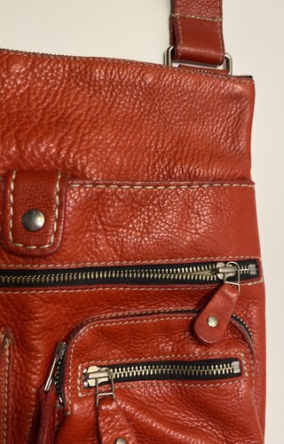 Vtg Womens Roots Purse Red Leather Crossbody Bag Pockets Canada Y2K - Picture 5 of 21