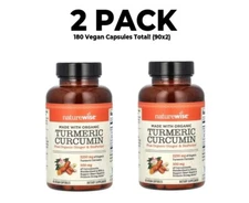 NatureWise, Organic Turmeric Curcumin, 90 Vegan Capsules x 2 (180 total)