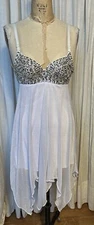 Tag 1080 Womens Silver Sequin/Bead White Stretch Event Dress Sz XSA Pre-owned 