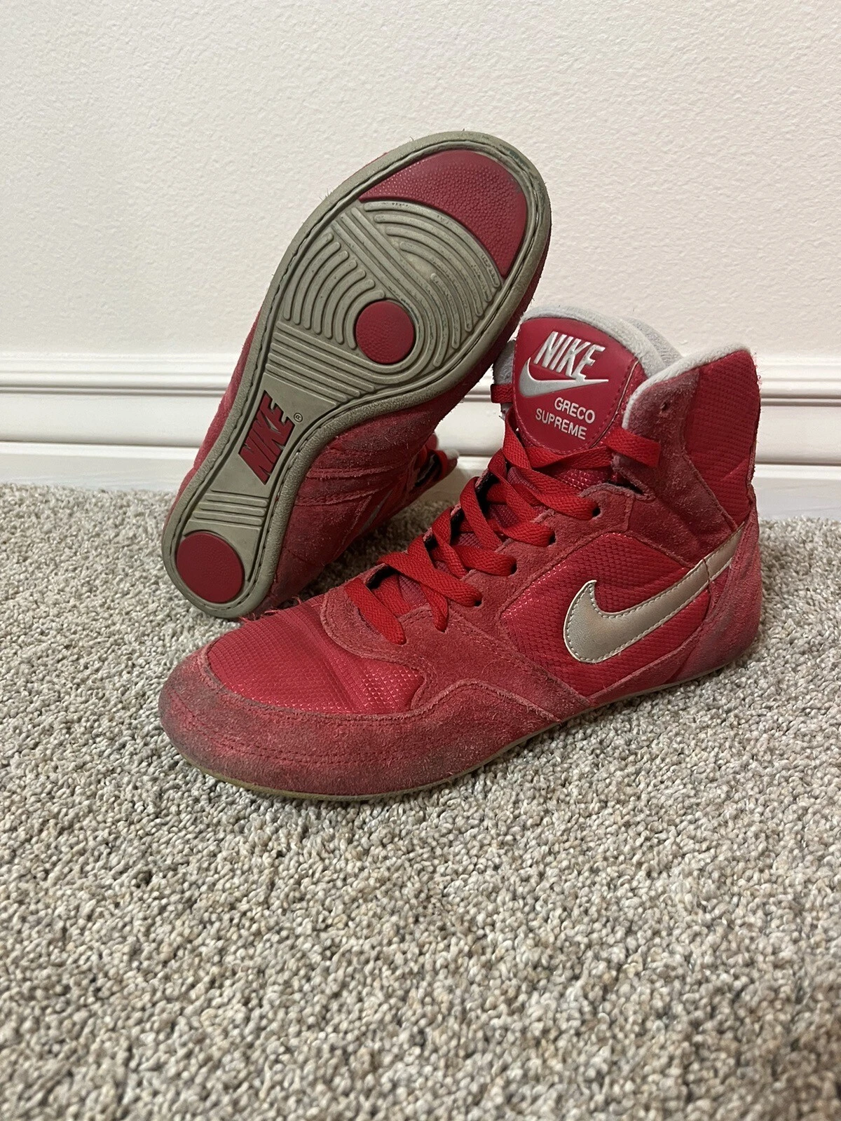 Chaussures de lutte Nike Greco Supreme taille 7 rouge et argent
